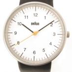 ブラウン BRAUN LEATHER WATCH WHITE 腕時計 BN0021BKG アナログウォッチ クォーツ ラウンド 文字盤ホワイト シルバーカラー 黒