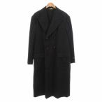 未使用品 ドルチェ&ガッバーナ ドルガバ DOLCE&GABBANA タグ付き チェスターコート 52 XL ロング ダブル ツイル ウール 黒 ブラック