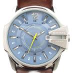 ディーゼル DIESEL マスターチーフ 腕時計 ウォッチ ジャンク品 クォーツ デイト レザーベルト DZ-1399 ブルー文字盤 シルバーカラー