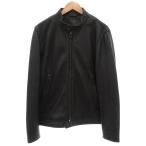 エストネーション ESTNATION 23年 シープレザードライバーズジャケット ライダース XL シングル ジップアップ 羊革 黒 ブラック