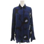 マリメッコ marimekko ウニッコ生誕60周年記念 アニバーサリーコレクション MAIJA UNIKKO シャツ 絹 シルク 長袖 総柄 38 ブルー系 /UO