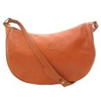 イルビゾンテ IL BISONTE クロスボディバッグ ショルダー 肩掛け 三日月型 レザー ロゴ型押し ブラウン /FF レディース