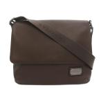 ブルガリ BVLGARI メッセンジャーバッグ ショルダー ロゴプレート PVC レザーフラップ 茶 ブラウン 29751 /UO ☆AA★ メンズ