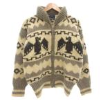 GEMBONY カウチンセーター ニットジャケット サンダーバード ジップアップ ウール L ベージュ グレー /GV メンズ