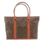 ルイヴィトン LOUIS VUITTON モノグラム サックウィークエンド PM ハンドバッグ トート 肩掛け PVC レザー M42425 茶 ブラウン /GV