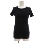フェンディ FENDI Tシャツ 38 黒 ブラック 半袖 ラウンドネック ロゴプレート /UO レディース