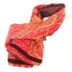 エトロ ETRO マフラー ストール ペイズリー柄 シルク混 ベロア切替 赤 レッド /FF レディース