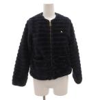 ショッピングケイトスペード ケイトスペード KATE SPADE ノーカラージャケット ブルゾン フェイクファー 140 紺 ネイビー /FF レディース