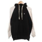 ハイドロゲン HYDROGEN パーカー フーディ 裏起毛 スカル ロゴ L 黒 ブラック 白 ホワイト 長袖 バイカラー /FF メンズ
