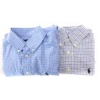  Polo Ralph Lauren POLO RALPH LAUREN кнопка down рубашка суммировать 2 позиций комплект длинный рукав проверка 8 синий голубой белый белый /GV Kids 