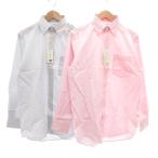 未使用品 ユニクロ UNIQLO タグ付き ドライノンアイロンシャツ 2点セット まとめ ボタンダウン 長袖 L ピンク グレー /UO メンズ