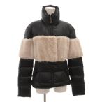 スノーマン ニューヨーク Snowman NEWYORK ダウンジャケット ブルゾン スタンドカラー ボア切替 黒 ブラック 白 ホワイト XS