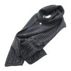 フェンディ FENDI Maglia マフラー ストール ニット ズッカ柄 ストライプ ウール グレー 黒 /FF レディース