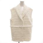 ショッピングフリンジ ドゥロワー Drawer SUMMER フリンジベスト ツイードジレ ショールカラー ボーダー 白 ホワイト 6522-299-0912 /GV レディース