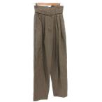 フェンディ FENDI タックパンツ スラックス ハイウエスト ストレート 千鳥格子 36 ベージュ /FF レディース