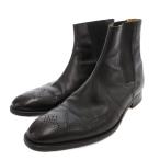 エルメス HERMES サイドゴアブーツ ショート ブローグ メダリオン パンチング レザー 4 黒 ブラック /FF レディース