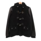 バーク Bark ニットダッフルコート ショート丈 袖レザー フード付き XS 黒 ブラック /UO メンズ