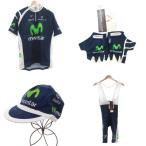  не использовался товар Nalini MOVISTAR с биркой суммировать 4 позиций комплект верх и низ велосипедное джерси брюки перчатка шляпа 6 L темно-синий /MG мужской 