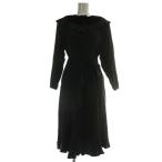 ショッピングdior Christian Dior PRET A PORTER ワンピース 絹 シルク ベロア 切り替え 長袖 ロング 肩パッド ベルト付き 7 S 黒