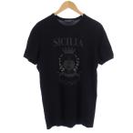 ドルチェ&ガッバーナ ドルガバ DOLCE&GABBANA Tシャツ カットソー 半袖 クルーネック プリント 48 L 黒 ブラック /BM メンズ