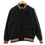 コーチ COACH DOWN VARSITY JACKET 2WAY スタジャン ダウンジャケット ロゴ 刺繍 袖レザー M 黒 F21007 /BM メンズ