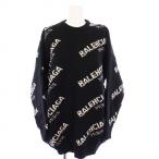 バレンシアガ BALENCIAGA ニット セーター 長袖 ジャガードロゴ オーバーサイズ 36 ブラック 502572 /KH レディース