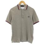  Fred Perry TWIN TIPPED FP SHIRT twin наконечник линия ввод рубашка-поло cut and sewn олень. . короткий рукав Logo вышивка 38 серый M12N