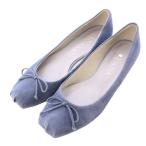  Diana DIANA балетки туфли-лодочки квадратное Turow каблук замша лента 24cm синий голубой /BB женский 