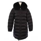 プラダ PRADA ダウンコート アウター ミドル丈 フォックスファー フーディ 42 黒 28G062 R152 R0K レディース