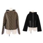 ショッピングフェンディ フェンディ FENDI FFロゴリ バーシブル クロップドジャケット フーディ アウター 38 黒 ベージュ FJ6993A5HD /KH レディース
