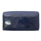 ルイヴィトン LOUIS VUITTON ジッピーウォレット ヴェルニ 長財布 ロング ラウンドファスナー モノグラム ロゴ 総柄 ワンカラー 紺