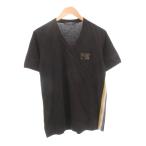 ドルチェ&ガッバーナ ドルガバ DOLCE&GABBANA Tシャツ 48 半袖 Vネック ロゴプレート 黒 ブラック /AE ■GY06 メンズ