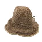 カシラ CA4LA 麦わら帽子 ハット 茶 ブラウン 紐装飾 つば広 /FF ■GY06 レディース