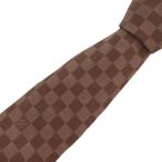 ルイヴィトン LOUIS VUITTON ネクタイ 絹 シルク ダミエパターン 茶 ブラウン /UO ■GY06 メンズ
