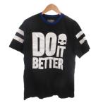 ショッピングハイドロゲン ハイドロゲン HYDROGEN 美品 Tシャツ M 黒 ブラック 半袖 ロゴプリント ライン入り /KR ■GY06 メンズ