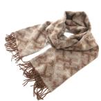 未使用品 トミーヒルフィガー タグ付き アイコニックモノグラムブランケット マフラー フリンジ ONE 茶 ブラウン グレー /YJ ■GY12