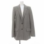 ザラ ZARA チェック テーラードジャケット 2B 総裏地 S 黒 白 ダークブラウン /ES ■OS レディース