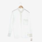  Hermes HERMES one Point embroidery stand-up collar ratio wing button shirt cutter long sleeve cotton 40 M white white 