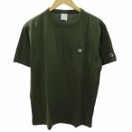 ショッピングタグ 未使用品 チャンピオン CHAMPION タグ付き Tシャツ カットソー ワンポイント ロゴ 刺繍 半袖 グリーン L 0417 ■SH メンズ