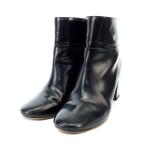 ショッピングブーティー クロエ CHLOE ショートブーツ チャンキーヒール レザー 37 24cm 黒 ブラック /AK25 レディース