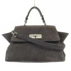 ジョルジオアルマーニ GIORGIO ARMANI スエード トップハンドル ハンドバッグ ショルダーバッグ 2way グレー /SR24 レディース