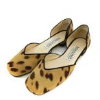 未使用品 ネブローニ Nebuloni フラットシューズ スクエアトゥ BEAMS取扱 レオパード柄 ヒョウ柄 ハラコ 37 23.5cm キャメル 茶