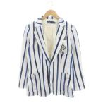 ショッピング白 ホワイト ポロ バイ ラルフローレン Polo by Ralph Lauren テーラードジャケット ストライプ ワッペン 6 165/92A L 青 ブルー 白 ホワイト