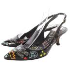 ドルチェ&ガッバーナ ドルガバ DOLCE&GABBANA グラフィティ ストラップパンプス ピンヒール ポインテッドトゥ 36.5 23.5cm 黒 ブラック /SR