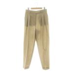 エブール ebure High Count Dry Wool Pants パンツ ワイド テーパード ジッパーフライ ウール 38 ベージュ /MI ■OS レディース