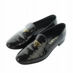 プラダ PRADA ローファー シューズ トライアングルプレート ロゴ エナメル 36.5 23.5cm 黒 ブラック 1S365N /AQ ■OS ■SH レディース