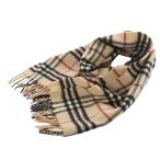バーバリー ロンドン BURBERRY LONDON カシミヤ ノバチェック フリンジ マフラー べージュ /SR22 レディース