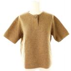 エルメス HERMES カシミヤコットンリング装飾ニット セーター 半袖 38 モカ /DO ■OS レディース