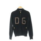 ドルチェ&ガッバーナ ドルガバ DOLCE&GABBANA ラインストーン ジップアップ ニット セーター ロゴ 黒 ブラック /CX ■OS レディース