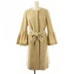 エムプルミエ ブラック M-Premier BLACK タックスリーブノーカラースプリングコート ベルト付き 34 ライトベージュ /ES レディース